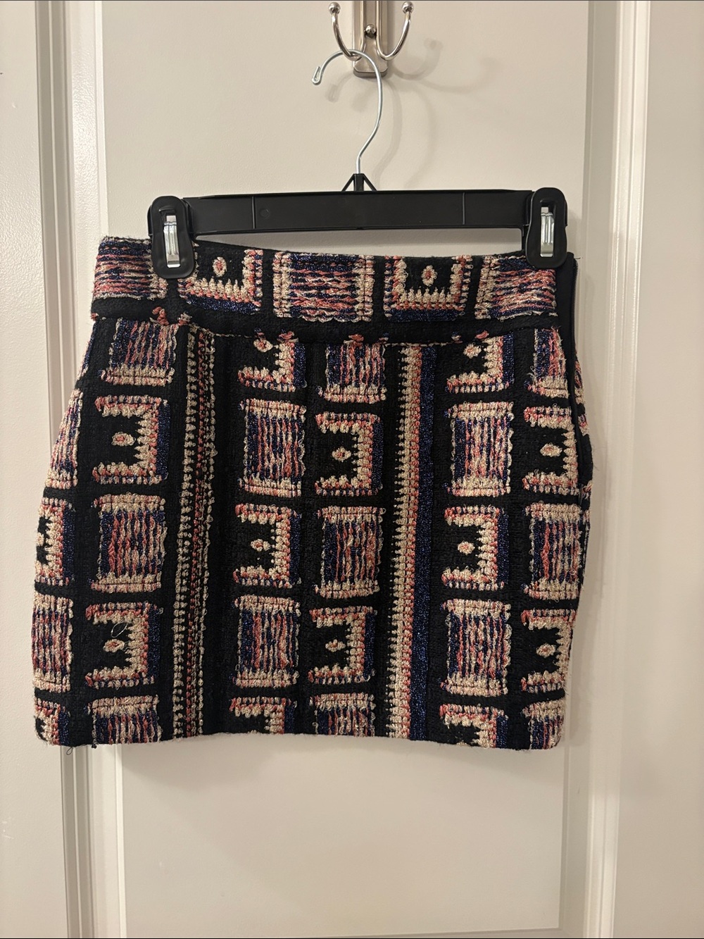 IRO Black Multi-Color Geometric Tweed Mini Skirt